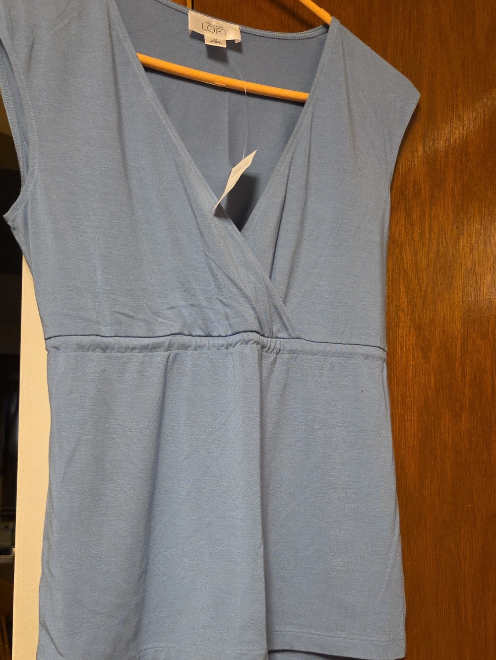 LOFT Dusty Blue Wrap-Front Sleeveless Top